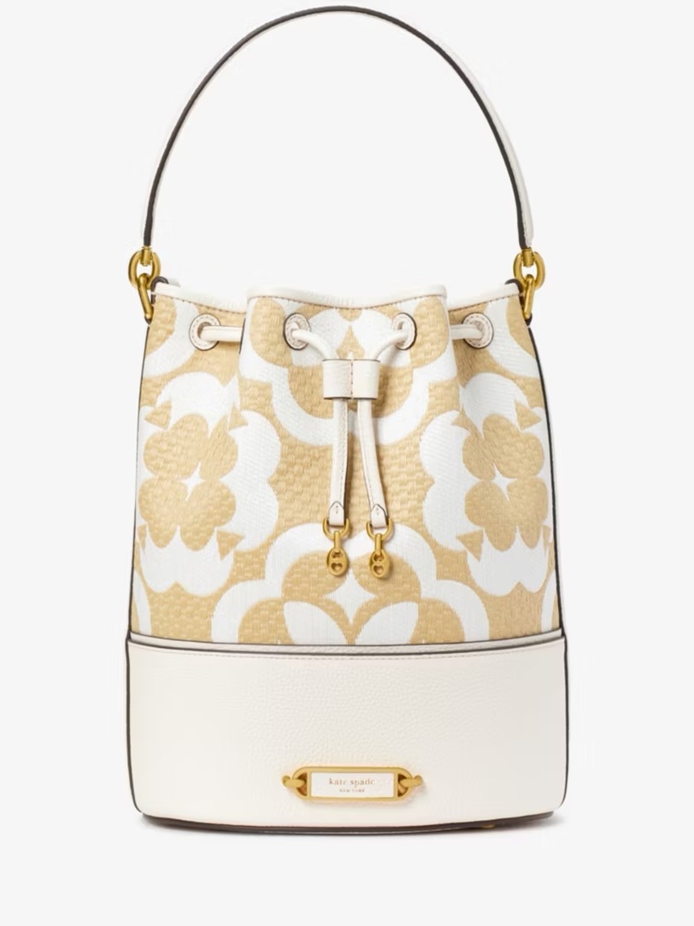 Kate Spade Raffia Gramercy Medium Bucket Bag